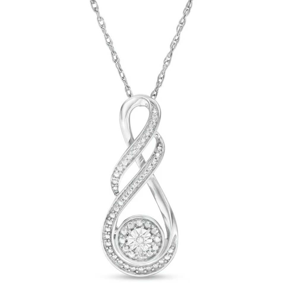 Peoples Jewellers Diamond Accent Infinity Flame Pendant Sterling Silver Necklace